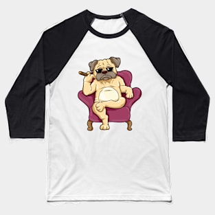 Pug with sunglasses and cigar Baseball T-Shirt